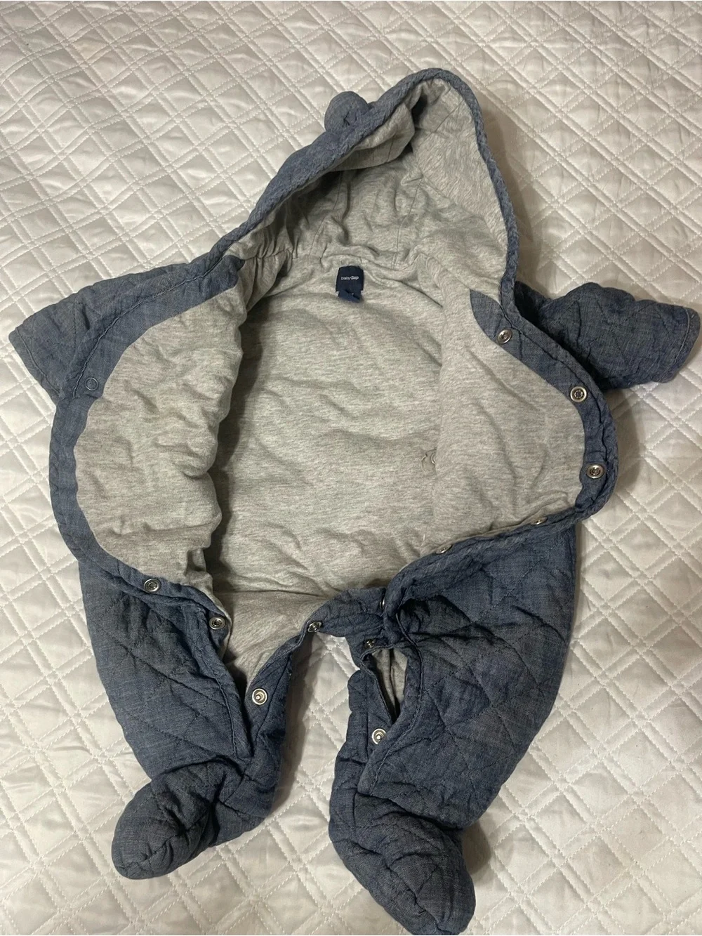 Bundle GAP Pink Hooded Zip Romper with Gray Quilted Jacket